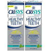 Closys Healthy Teeth Anti-Cavity Oral Rinse Mouthwash with Fluoride, Non-Burning, Non-Irritating 32 Fl Oz (Pack of 2)