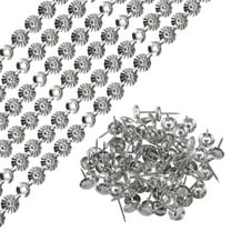 Uxcell 6Pack 1Meter Flower Upholstery Tacks Strips Trim Sofa Decorative Nails, Silver
