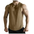 thumbnail image 2 of Men's Cotton Blend Sleeveless Muscle Shirts, Sizes S-3X Khaki 3XL, 2 of 3