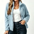 thumbnail image 2 of ThriftyPlait Thick Fleece Lined Zip Coat for Women Plus Size Soft Fluffy Winter Jacket Warm Oversized Hoodless Trendy Outerwear for Fall Winter, 2 of 7