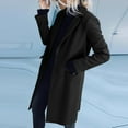 thumbnail image 6 of Women's Notch Lapel Coat, Single Breasted Long Jacket, Relaxed Fit Trench Coat, Casual Open Front Overcoat, Elegant Loose Fit Fall Winter Outerwear Black XL, 6 of 9