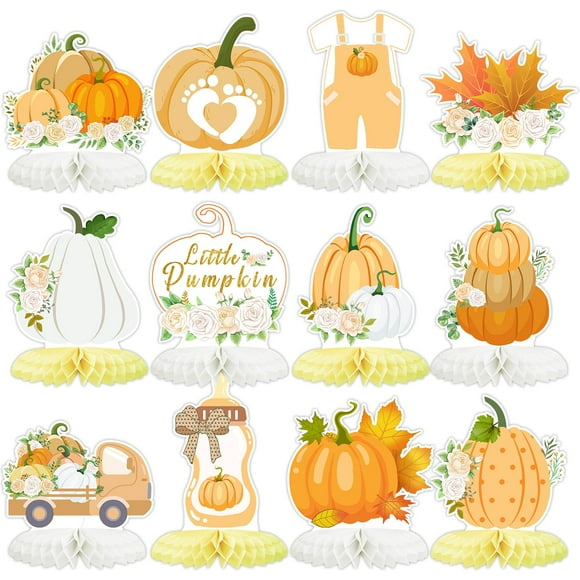 Juego de centros de mesa Tarklanda en forma de panal de abeja con forma de calabaza y otoño, 12 piezas