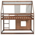 thumbnail image 3 of House-shaped Twin Bunk Bed In Oak & Smoky Grey - Roof, , 2 Windows Wood Construction For Bedroom, 3 of 6