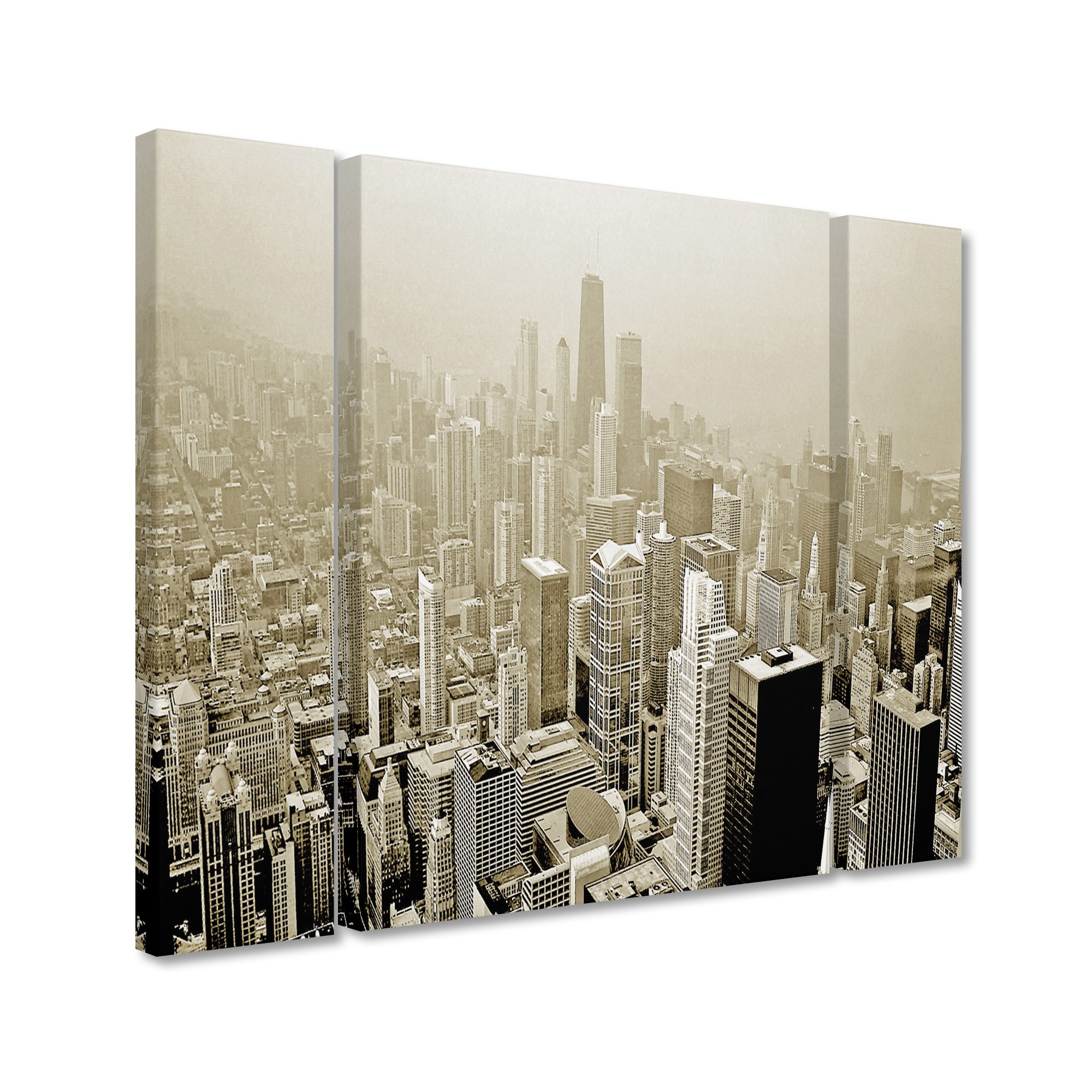 Trademark Fine Art "Chicago Skyline" Canvas Art by Preston Three Panel Set
