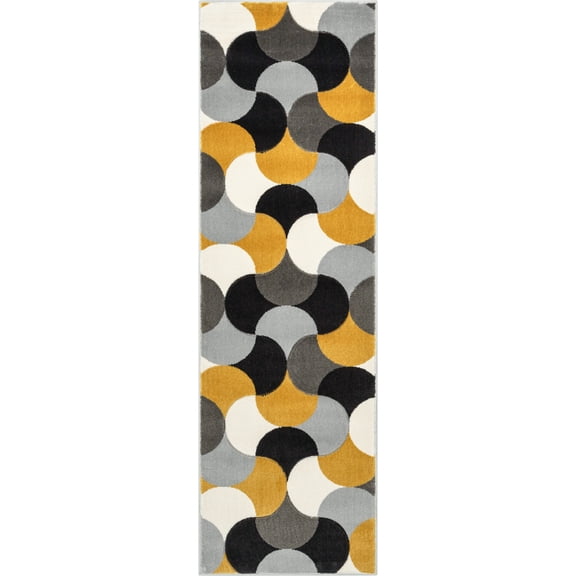 Well Woven Good Vibes Helena Modern Geometric Gold 2'7" x 7'3" Runner Rug