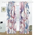 thumbnail image 2 of Pink Coral Octopus Black Out Curtains 84 Inch Length Curtains for Sliding Glass Doors Bedroom Living Room 2 Pack, 2 of 6