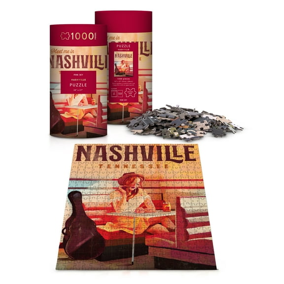 Nashville Pink Sky Puzzle 1000 Piece Cylinder Tube Gift Jigsaw Puzzle