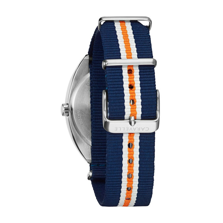 Caravelle Designed By Bulova Men's Blue/Orange Nylon Strap Watch