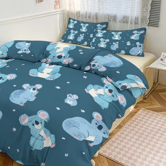 Cute Koala Bedding Sets Twin Duvet Cover 3 Piece Cute Bed Set for Boys Girls Kid