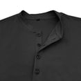 thumbnail image 4 of Iugvhana Men's Classic Fit Shirt Long Sleeve Crewneck Half Button Up Pullover T-Shirt Blouse Casual Solid Color Base Shirts Tops Black XL, 4 of 6