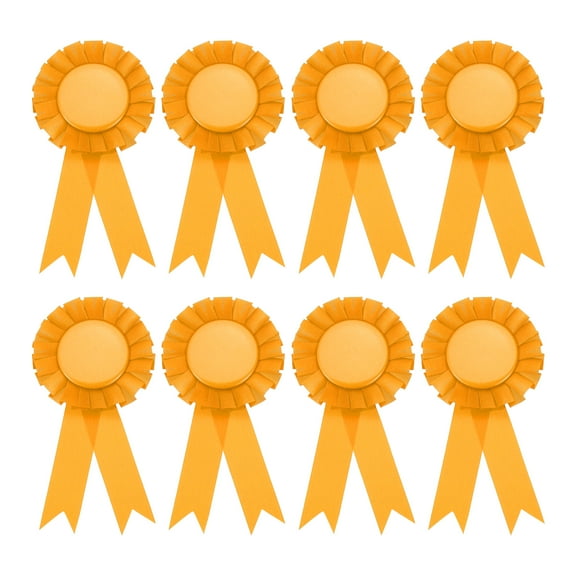 Uxcell 8Pcs Blank Award Ribbon, 6" x 3" Honorable Participation Badge Ribbons for Sports Events, Yellow