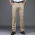 thumbnail image 3 of Pantalones casuales de algodón fino de estilo clásico de verano para hombre, pantalones beige rectos y holgados a la moda para negocios, ropa de marca para hombre, 3 of 5