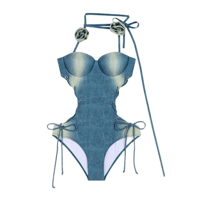 Traje de baño Floral Sexy de una pieza de talla grande para mujer, traje de baño de realce de talla grande, traje de baño cerrado para mujer, ropa de playa para piscina