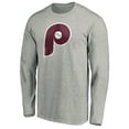 thumbnail image 2 of Men's Heathered Gray Philadelphia Phillies Cooperstown Collection Huntington Logo Long Sleeve T-Shirt, 2 of 3
