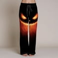 thumbnail image 4 of TTUHYWXI Womens Halloween Pajama Pants Cute Halloween Printed Wide Leg Pj Pants Loose Fit Sleepwear Baggy Drawstring Bottoms (Brown, M), 4 of 6