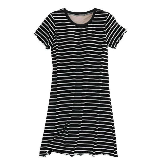 Rbaofujie Nuisette pour Femmes Mode pour Femmes à Manches Courtes Mince Robe de Pyjama de Maison Mince Longue Chemise de Nuit Aguichant Pyjamas pour Femmes