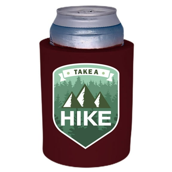 Take A Hike Thick Foam Old School Can Coolie (Burgundy)