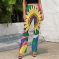 thumbnail image 4 of Psychedelic Floral Rainbow Art High Waisted Casual Flared Trousers Summer Home Pants Gift Street Fashion Night Club Big Size Trousers, 4 of 5
