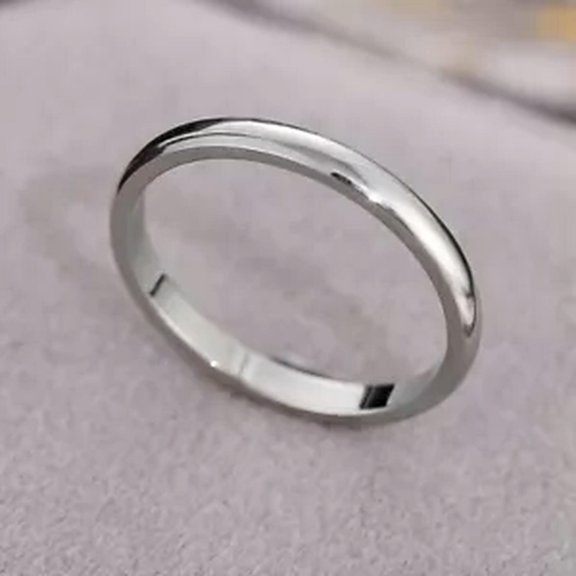 HOOUN 2mm Circle Thin Ring Stainless Finger Ring Couple Ring Prime Ring Minimalist CA-silver-6