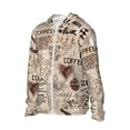 thumbnail image 2 of Balery Abstract Coffee Pattern With Letters Men's Women's UPF 50+ Sun Protection Lightweight Hoodie Performance Long Sleeve Shirt for Fishing Running-Medium, 2 of 9