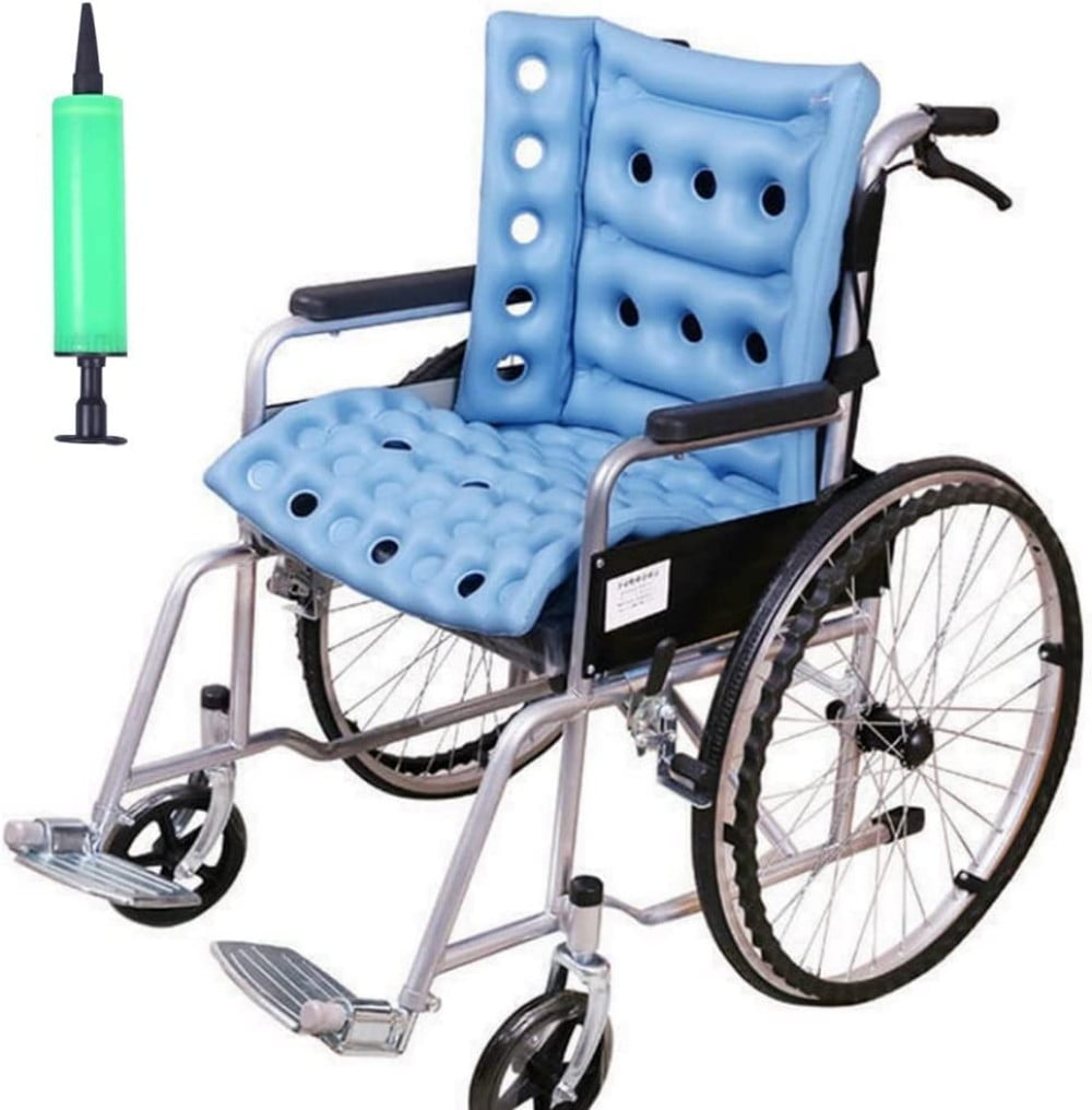 Inflatable Seat Cushion Anti-Decubitus Wheelchair Cushion, Breathable Backrest Air Cushion Bed Sore Cushion for Pressure Sores Portable Travel Seat Cushion for Back Pain Relief, Blue