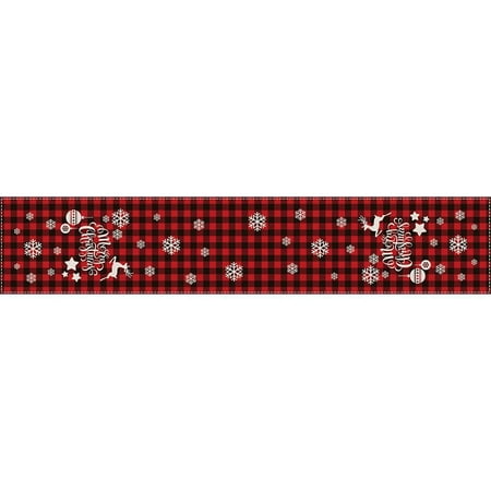 

Wanwan Table Runner Eye-catching Washable Durable Soft Christmas Snowflake Plaid Pattern Table Cloth for Kitchen