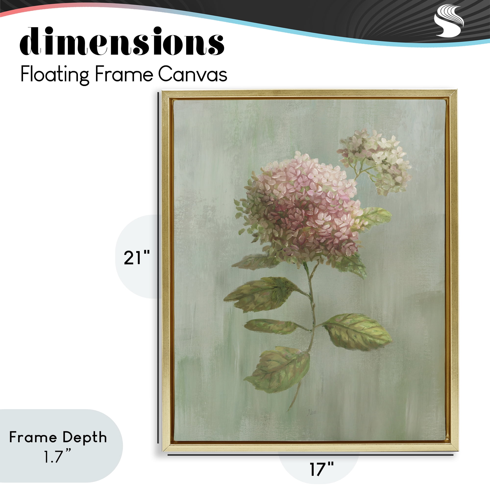 Stupell Industries Vintage Hydrangea Bushel Gold Framed Floater Canvas Wall Art, design by Nan