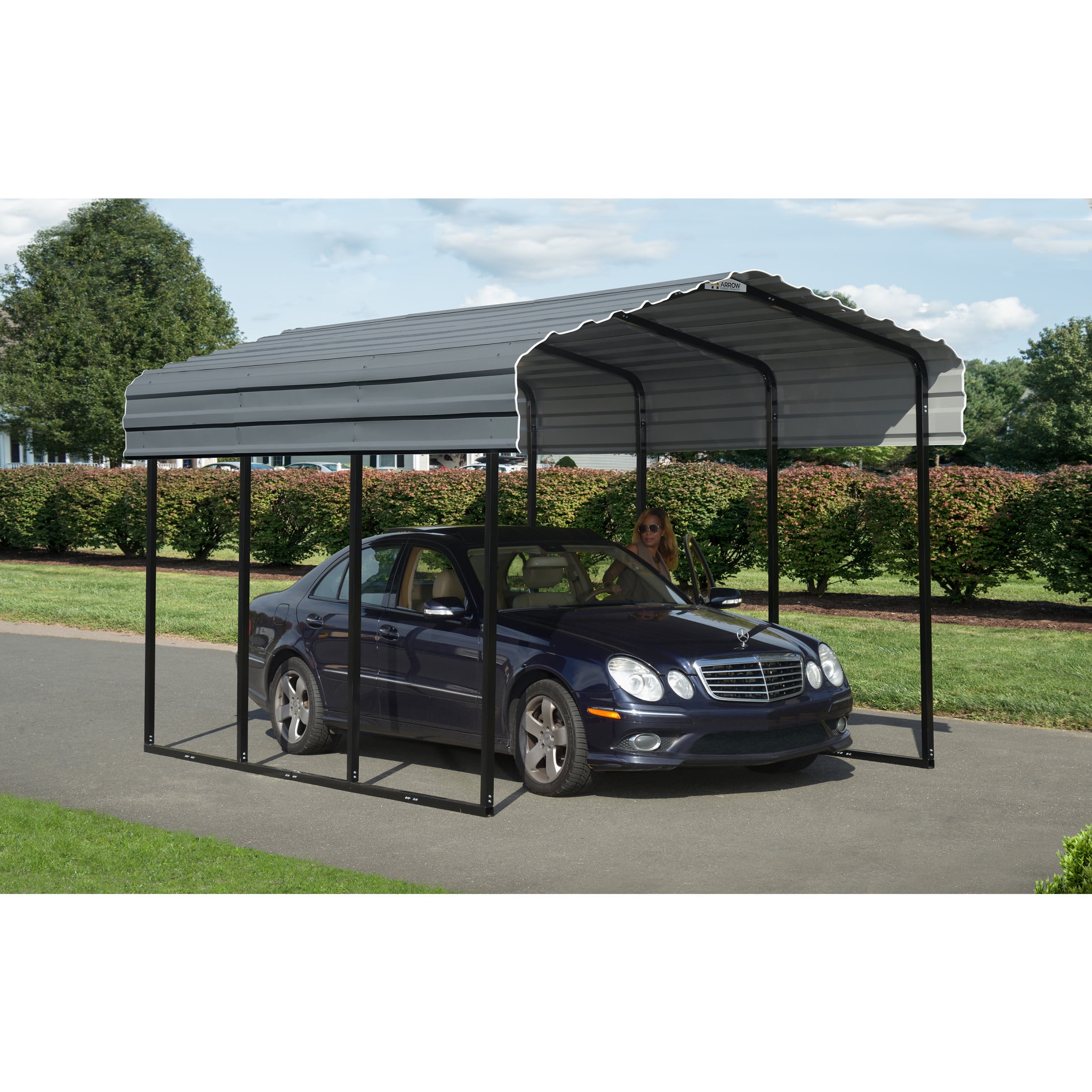 Arrow 10 x 15 x 9 ft Charcoal Carport