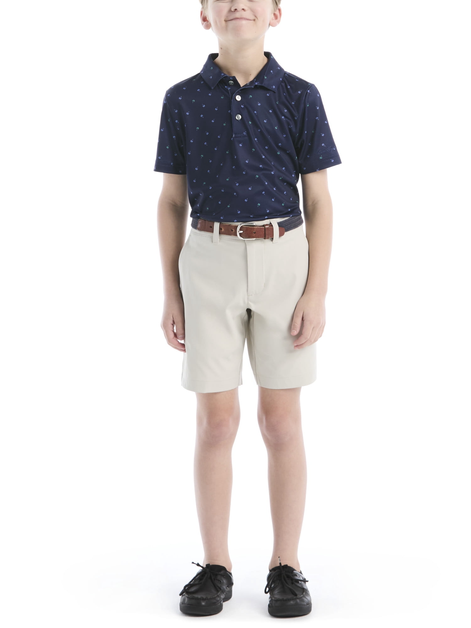 Ben Hogan Performance Little Boys and Big Boys Palm Tree Printed Short Sleeve Golf Polo Shirt, Sizes 4-18