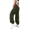 thumbnail image 5 of Sweatpants Women Cargo Pants for Women High Waisted Hiking Pants Baggy Stretchy Wide Leg Streetwear with 6, 5 of 6