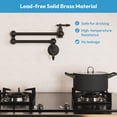 thumbnail image 2 of Besdor Pot Filler Faucet Matte Black Wall Mount Over Stove Faucet, Commercial Brass Pot Filler Faucet Black, Double Joint Swing Arms, Single Hole Two Handles Folding Kitchen Faucet, 2 of 7