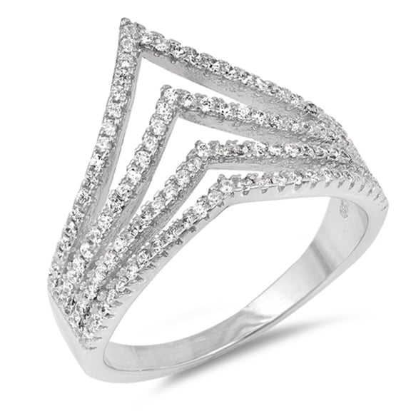 Clear Cubic Zirconia Fashion Ring Sterling Silver