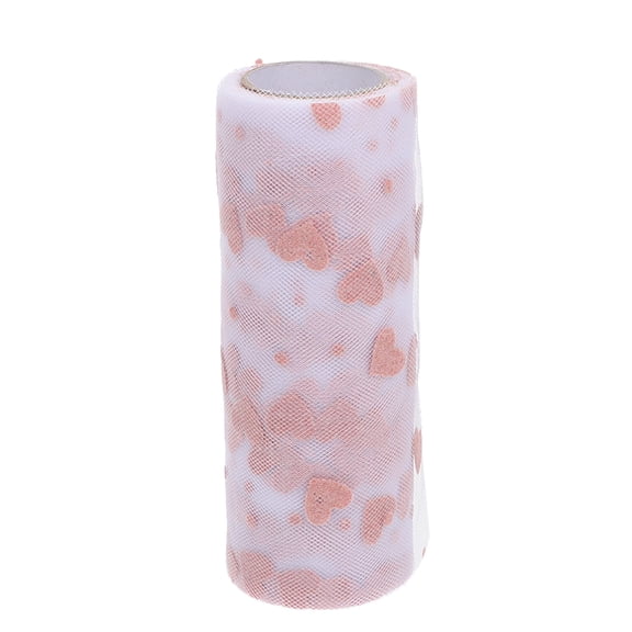 MERRYHAPY Heart Tulle Ribbon Roll 1Pc for Wedding Birthday Party Decorations Craft Supplies