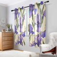 thumbnail image 2 of Yayeee Window Curtains Light Filtering 63"x52" Grommet Panel Pair Home Living Room Decor, Purple Flower Pattern, 2 of 7