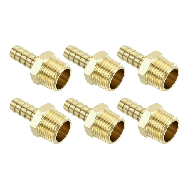 Brass Hose Barb Fittings 6 Pack 3/8" Barbx1/2" NPT Male Brass Barb Pipe Fitting