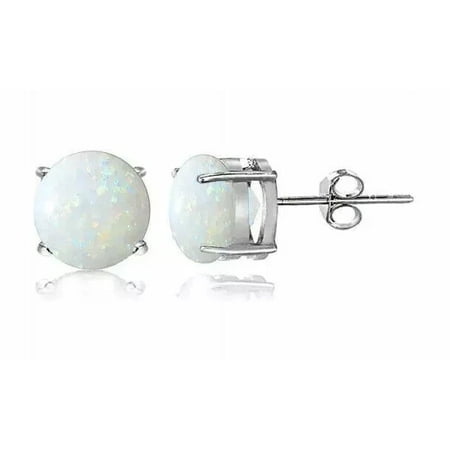 2.00Ct Round Cut Women's Fire Opal Stud Earrings 14K White Gold Plated