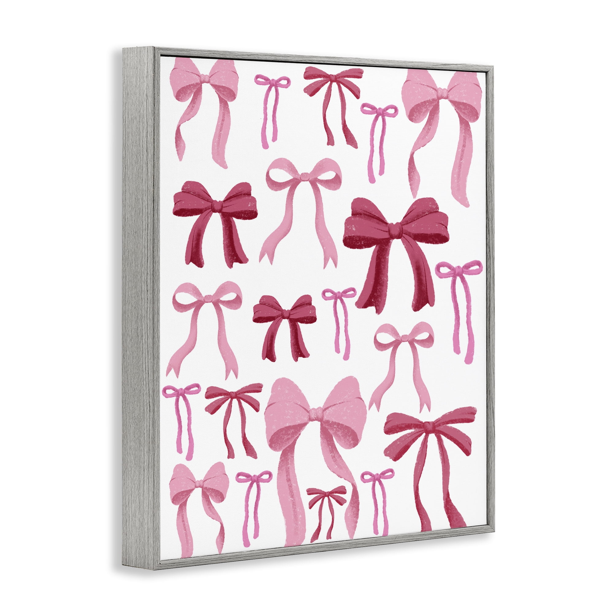Stupell Industries Bows All Over Pink & Red Gray Framed Giclee Art, design by Marcus Prime