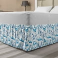 thumbnail image 1 of Sea Animals Bed Skirt, Sketch of Bottlenose Dolphins Playing Laughing in the Ocean Sea Life Print, Elastic Bedskirt Dust Ruffle Wrap Around for Bedding Decor, 4 Sizes, Turquoise White, by Ambesonne, 1 of 2