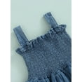 thumbnail image 5 of Bagilaanoe Baby Girls Casual Dress Summer Toddler Kids Princess Girls Solid Denim Sleeveless Strap Layered Party Dresses for Child, 5 of 8