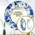 thumbnail image 3 of Designart "Majestic Scrolls Of Cobalt III" Floral Rund Mirror For Wall Decor - Large Blue Round Print Mirror - Round Cottage Mirror - Wall Mounted Round Large Mirror - 23" x 23", 3 of 6