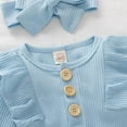 thumbnail image 4 of Xmarks Newborn Baby Boy Girl Knitted Romper Jumpsuit Solid Long Sleeve Legging Bodysuit Playsuit Clothes Blue 0-3M, 4 of 8