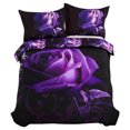 thumbnail image 1 of Juego de cama de lujo de 3 piezas, tamaño Queen, fundas de almohada y funda de edredón, poliéster, juego de cama 3D Purple Rose, 1 of 8
