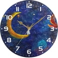 thumbnail image 5 of Dreamtimes Galaxy Space Wall Clock, 10 Inch Silent Non Ticking Round Clock Oil Painting Clock Easy to Read Clock for Living Room Bedroom Bathroom Home Decor, 5 of 7