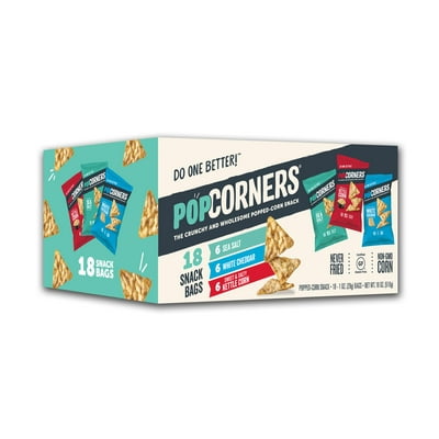 PopCorners Snacks Variety Pack, Gluten Free Snack Packs, Kettle Corn, White Cheddar, Sea Salt, 18 Ct