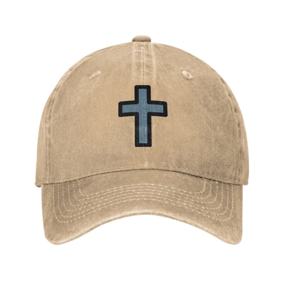 Christian Cross Symbol Unisex Adult Washed Denim Cotton Sport Outdoor Baseball Cap Adjustable Cowboy Baseball Hat
