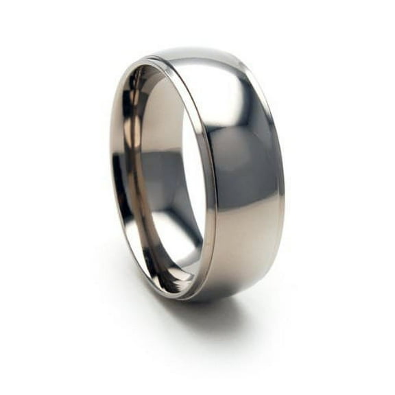 8mm Half Round polished Titanium Ring with step edges