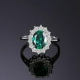 thumbnail image 2 of beryl_creation 925 Sterling Silver 2.00 Ct Oval Cut Green Emerald Wedding Engagement Halo Ring 14K White Gold Plated For Women's -5, 2 of 3