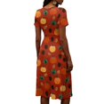 thumbnail image 5 of Women's Halloween Themed Casual Dress V Neck Short Sleeve Flowy Wrap Sundress Halloween Print Fashion Halloween Outfit Daily Beach Costume, 5 of 5