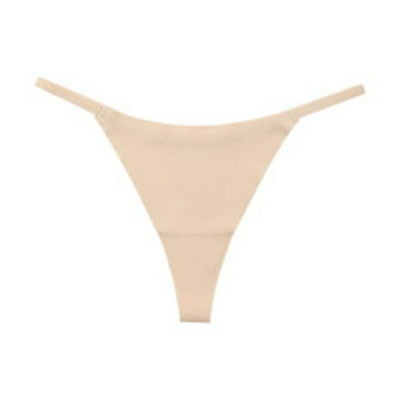 KHONTS Thongs for Women Low Rise Seamless No Show Thong T Back Underwear Beige XL