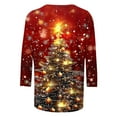 thumbnail image 4 of VKOYWKM Women's Christmas Tops 3/4 Length Sleeve Christmas Tops Cute Xmas Tree Graphic Tees Loose Fit Fall T-Shirts, 4 of 5